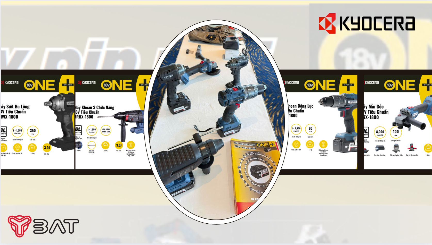 Hệ Máy Pin 18V Tiêu Chuẩn Kyocera ONE+ – Đột Phá Công Nghệ Nhật Bản Hệ Máy Pin 18V Tiêu Chuẩn Kyocera ONE+ – Đột Phá Công Nghệ Nhật Bản